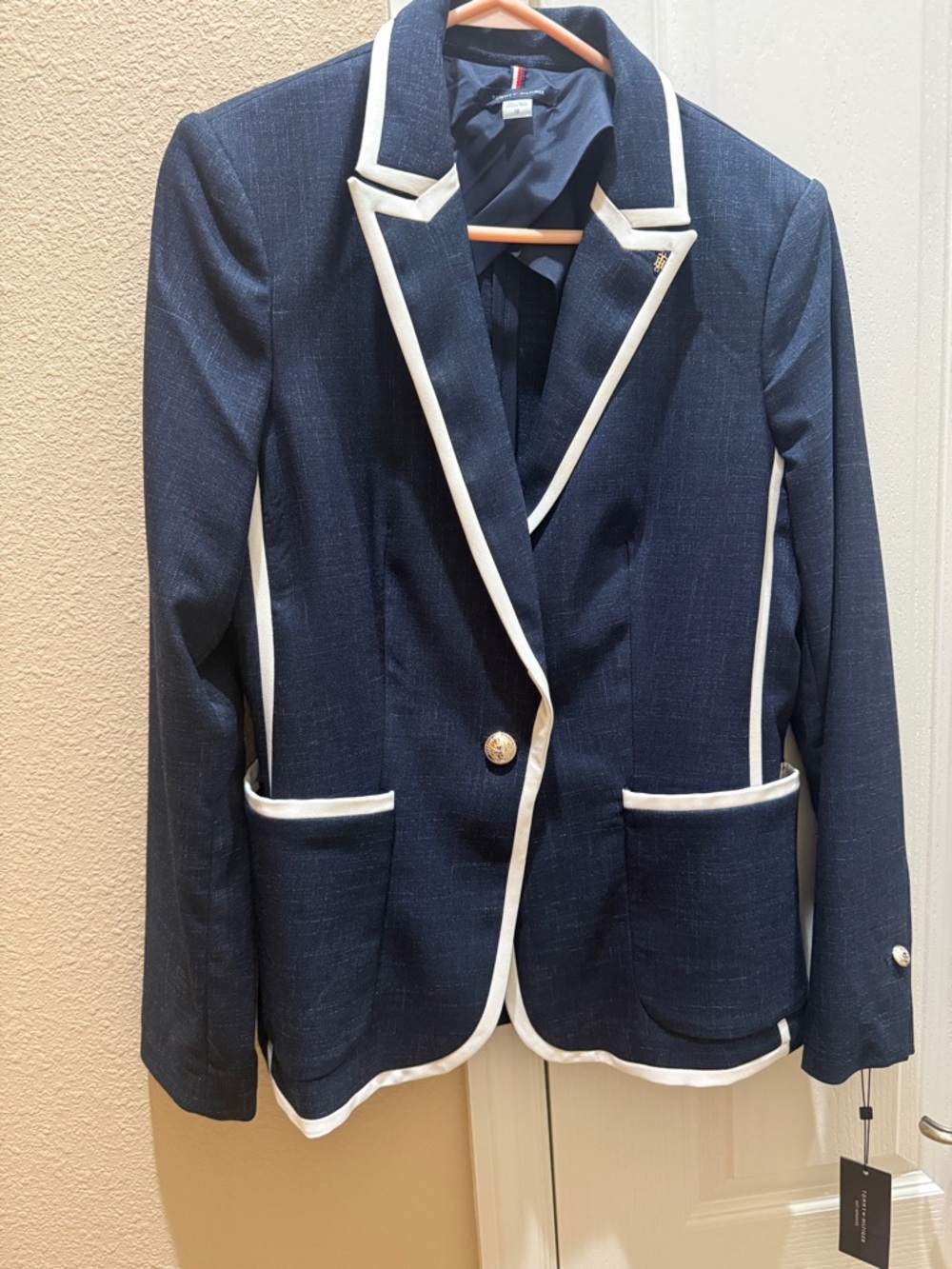 Tommy Hilfiger Navy Blue Blazer with White Trim